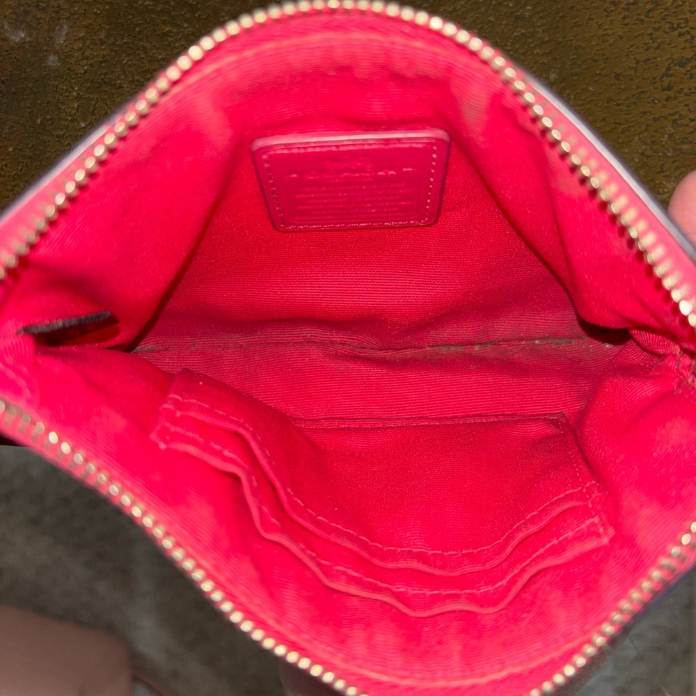 Coach Fuchsia Leather Wristlet - Picture 4 of 4